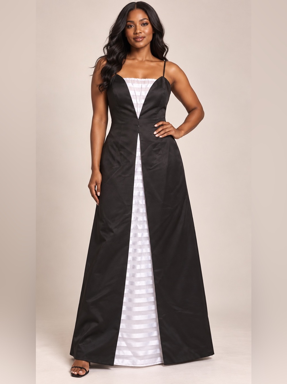 Cachet Black & White Formal Gown — Size 10
